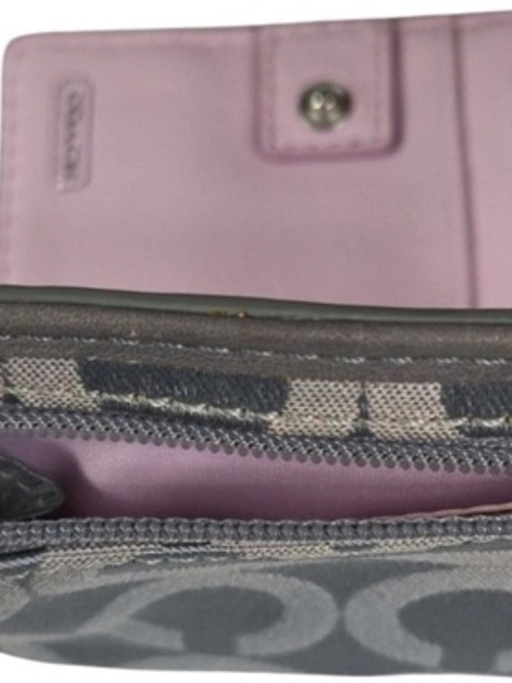 Coach Small Signature Canvas Wallet in Gray with Silver Hardware - Picture 5 of 9